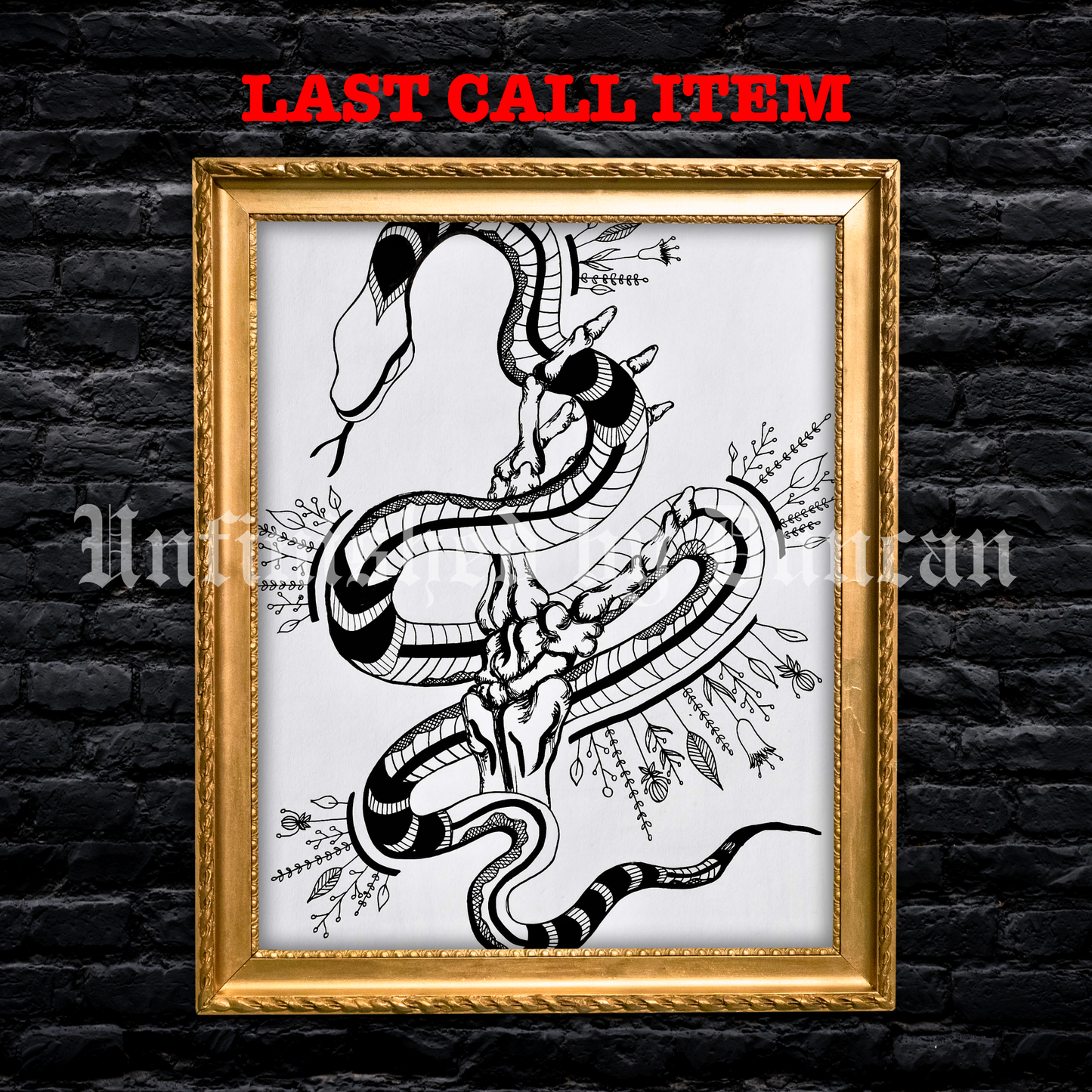 Skeletal Snake | Traditional Tattoo Inspired Art Print (Last Call)