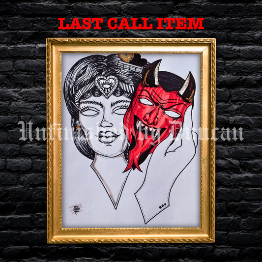 Female Masked Devil | Traditional Tattoo Inspired Art Print (Last Call)