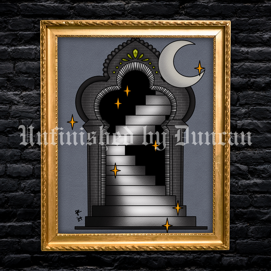 Stairway to Midnight | Traditional Tattoo Inspired Art Print