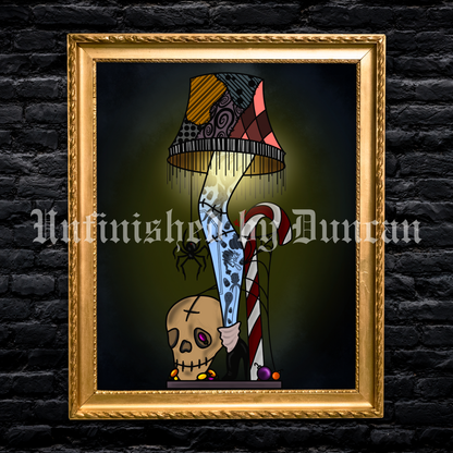 Sally's Lamp | Nightmare Before Christmas x A Christmas Story, Traditional Tattoo Inspired Art Print