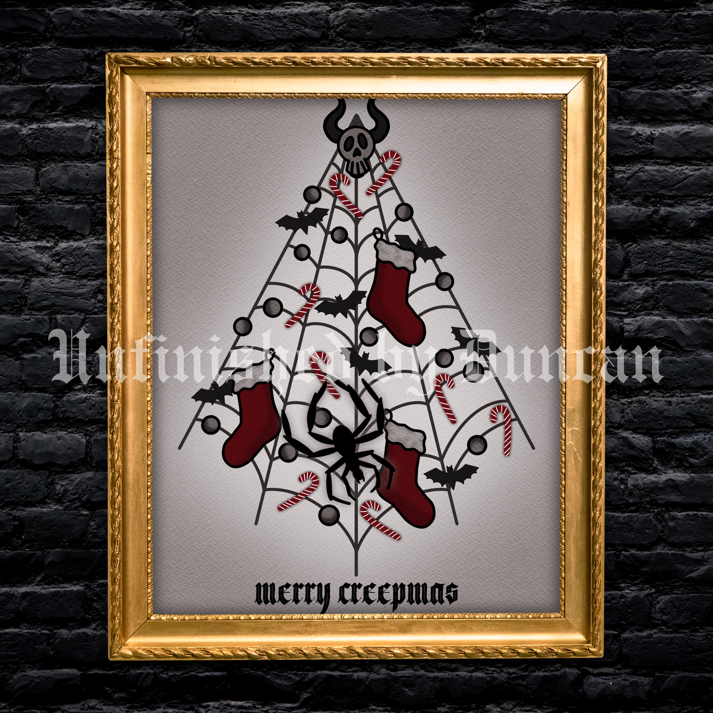 Merry Creepmas | Nightmare Before Christmas, Traditional Tattoo Inspired Art Print