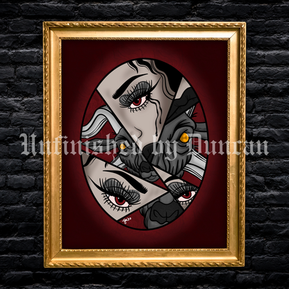 Lady Sophia | Baphomet, Broken Mirror, Traditional Tatoo Inspired Art Print