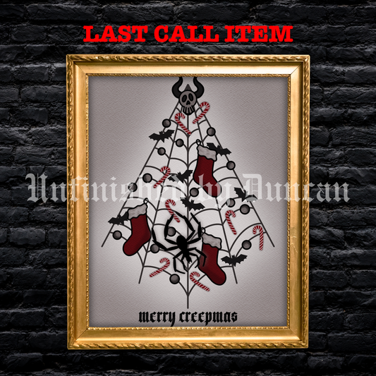 Merry Creepmas | Nightmare Before Christmas, Traditional Tattoo Inspired Art Print (Last Call)