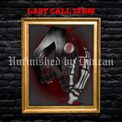 Come & Play | Ouija Planchette, Skeletal, & Demonic Presence- Traditional Tattoo Inspired Art Print (Last Call)