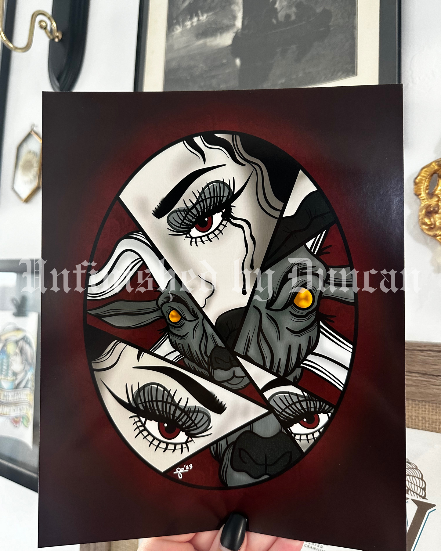 Lady Sophia | Baphomet, Broken Mirror, Traditional Tatoo Inspired Art Print