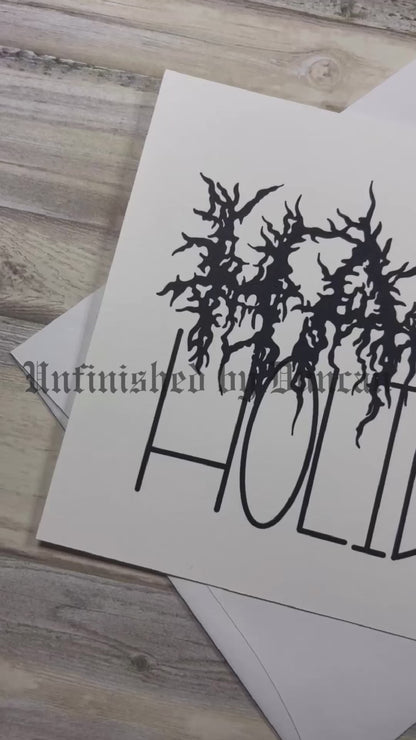 Happy Holidays Postcard | Death Metal Band Font, Creepy & Macabre Font, Alternative Holiday Card Design